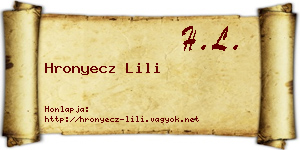Hronyecz Lili névjegykártya